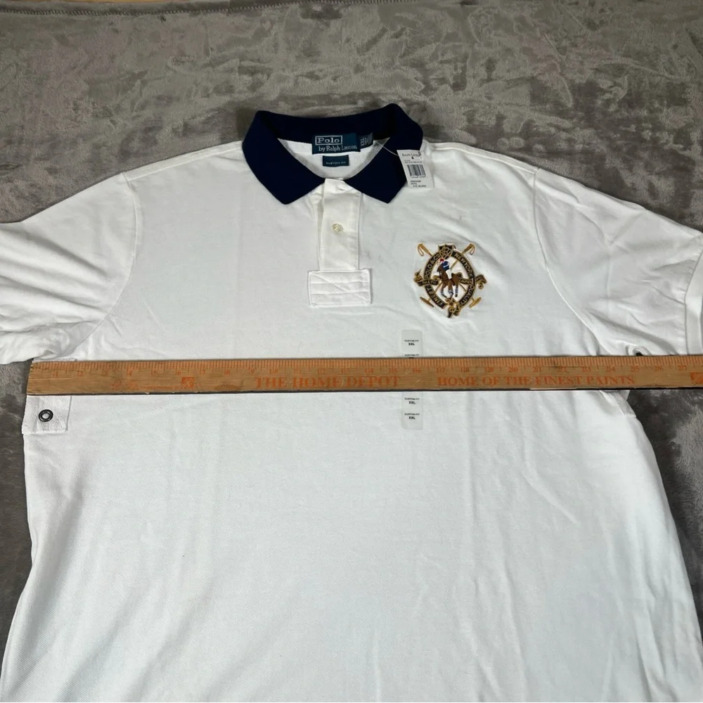 Polo Ralph Lauren Polo Mens XXL White New York Quality Crest Custom Fit Polo New